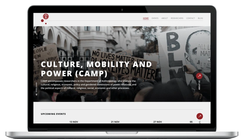 CAMP University of Copenhagen booking project displayed on a laptop